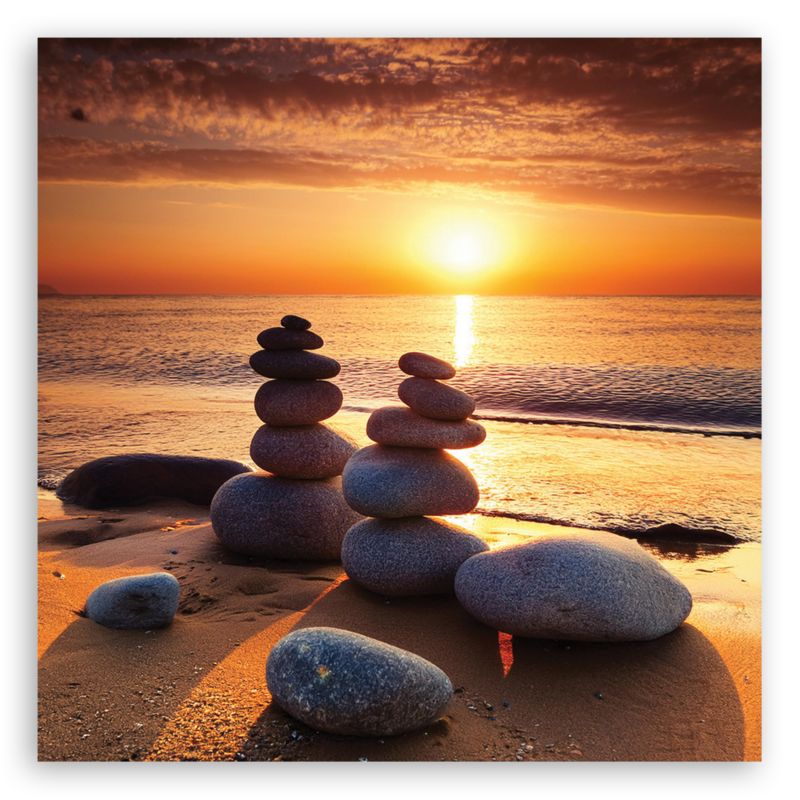 Billede til stue og soveværelse Feeby Zen-sten Solnedgang 60x60 cm 1 stk