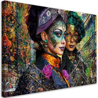 Feeby kvinde karneval abstrakt billede til stue og soveværelse 60x40 cm 1 stk