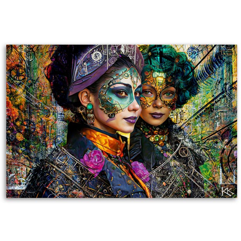 Feeby kvinde karneval abstrakt billede til stue og soveværelse 60x40 cm 1 stk