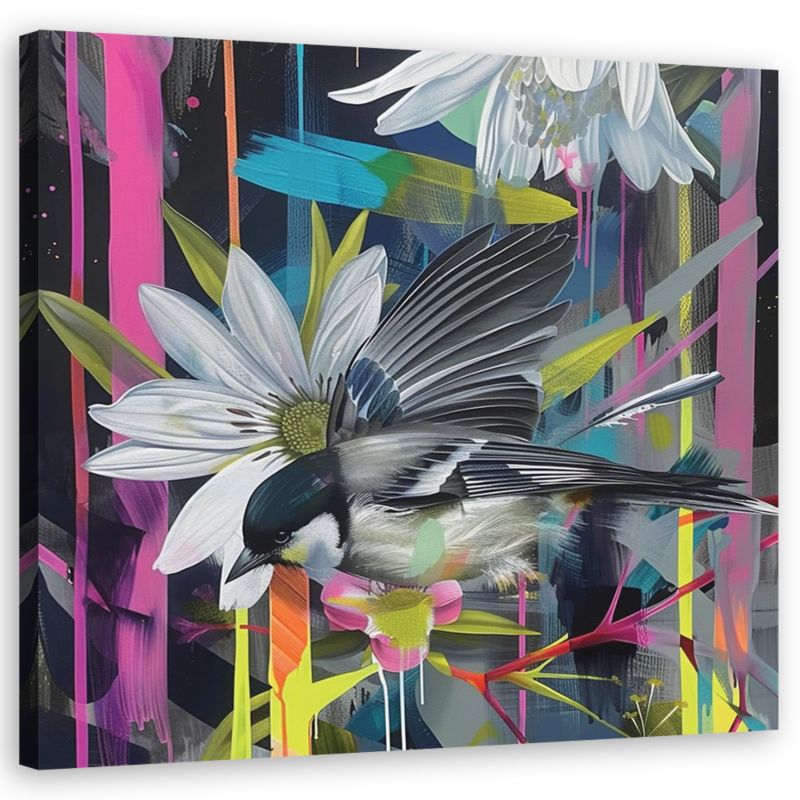 Billede til stue og soveværelse Feeby Farverig Abstraktion Fugle 50x50 cm 1 stk