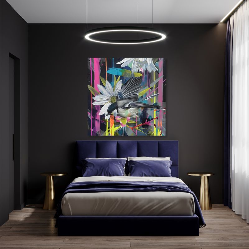 Billede til stue og soveværelse Feeby Farverig Abstraktion Fugle 50x50 cm 1 stk