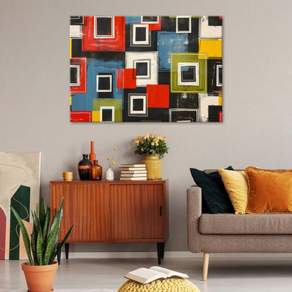 Billede til stue og soveværelse Feeby Farverig abstrakt retro 100x70 cm 1 stk