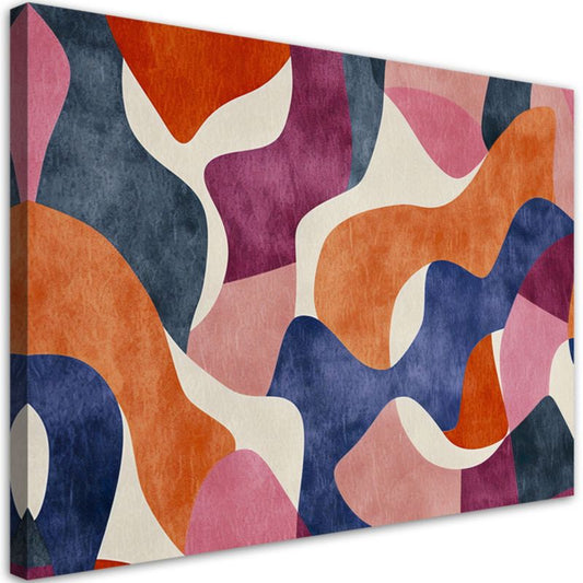 Feeby farverig abstrakt vintage lærredsbillede til stue og soveværelse 90x60 cm, 1 stk