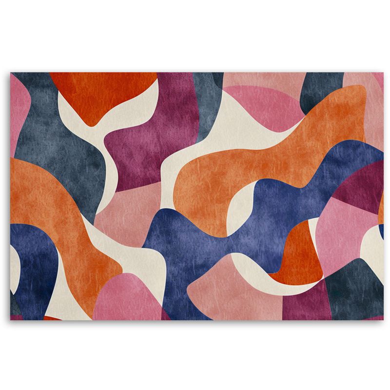 Feeby farverig abstrakt vintage lærredsbillede til stue og soveværelse 90x60 cm, 1 stk