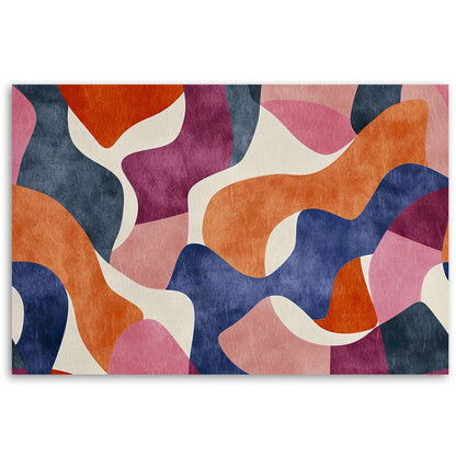 Feeby farverig abstrakt vintage lærredsbillede til stue og soveværelse 90x60 cm, 1 stk