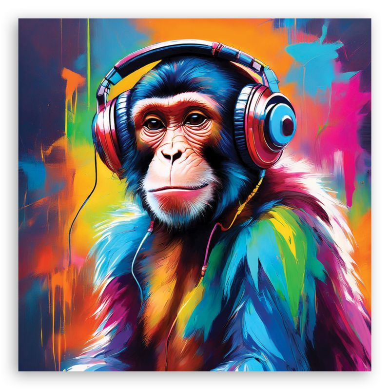 Billede til stue og soveværelse Feeby Farverig Abe DJ 30x30 cm 1 stk