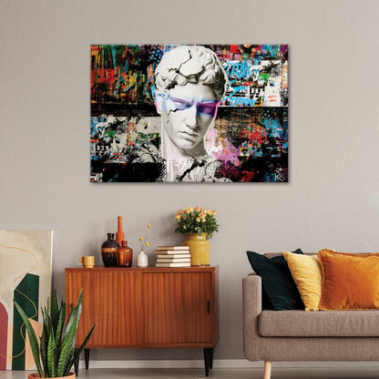 Farverig graffiti-skulptur billede til stue og soveværelse Feeby 100 x 70 cm, 1 stk