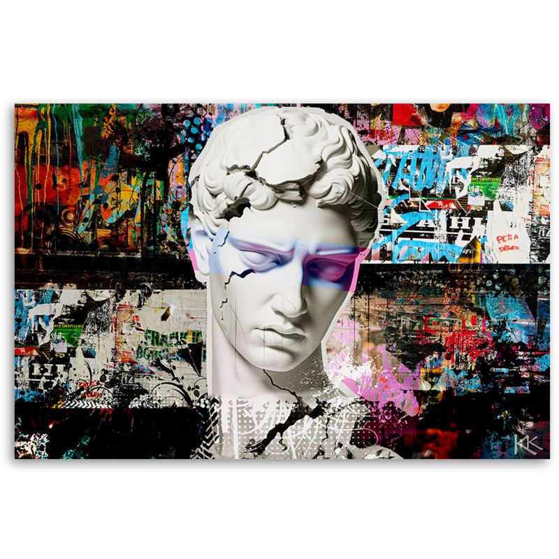 Farverig graffiti-skulptur billede til stue og soveværelse Feeby 100 x 70 cm, 1 stk