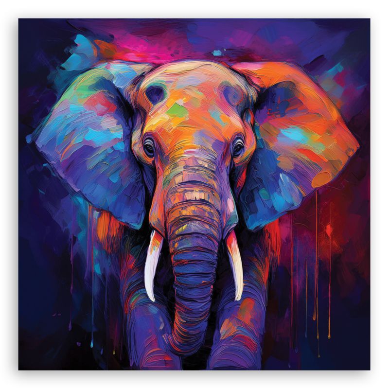 Billede til stue og soveværelse Feeby Farverige Dyr Elefanter 30x30 cm 1 stk