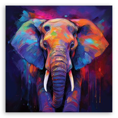 Billede til stue og soveværelse Feeby Farverige Dyr Elefanter 30x30 cm 1 stk