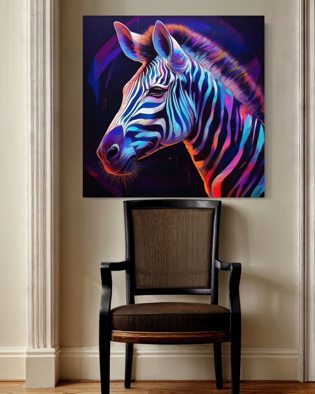 Billede til stue og soveværelse Feeby Farverige Dyr Zebraer 50x50 cm 1 stk