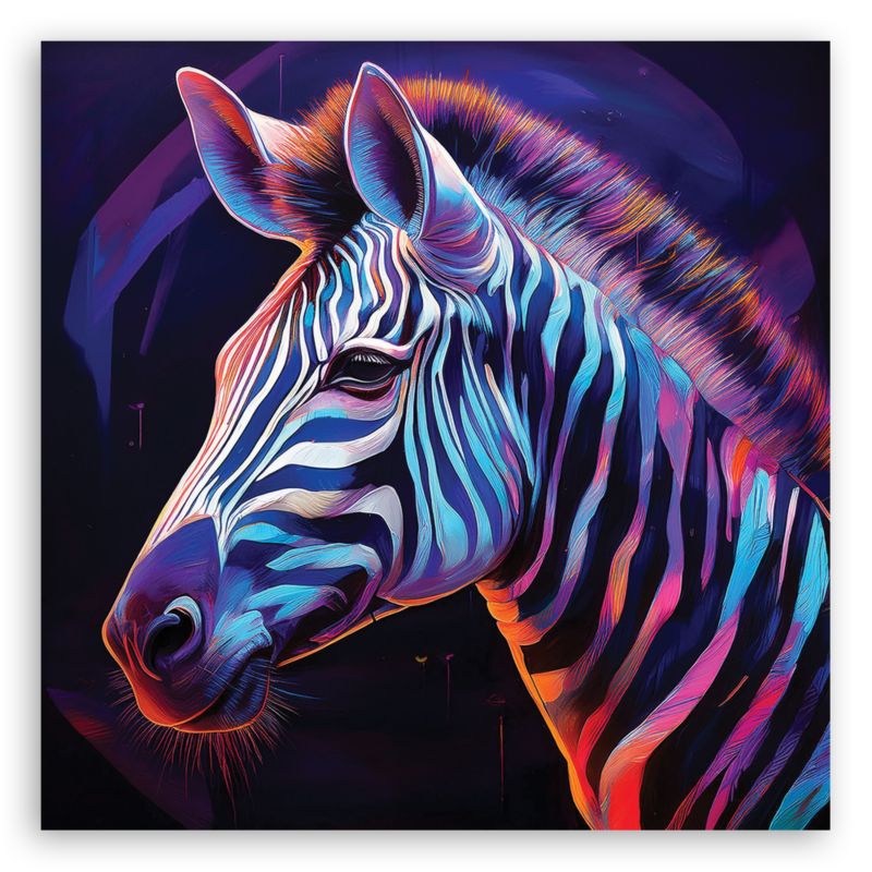 Billede til stue og soveværelse Feeby Farverige Dyr Zebraer 50x50 cm 1 stk