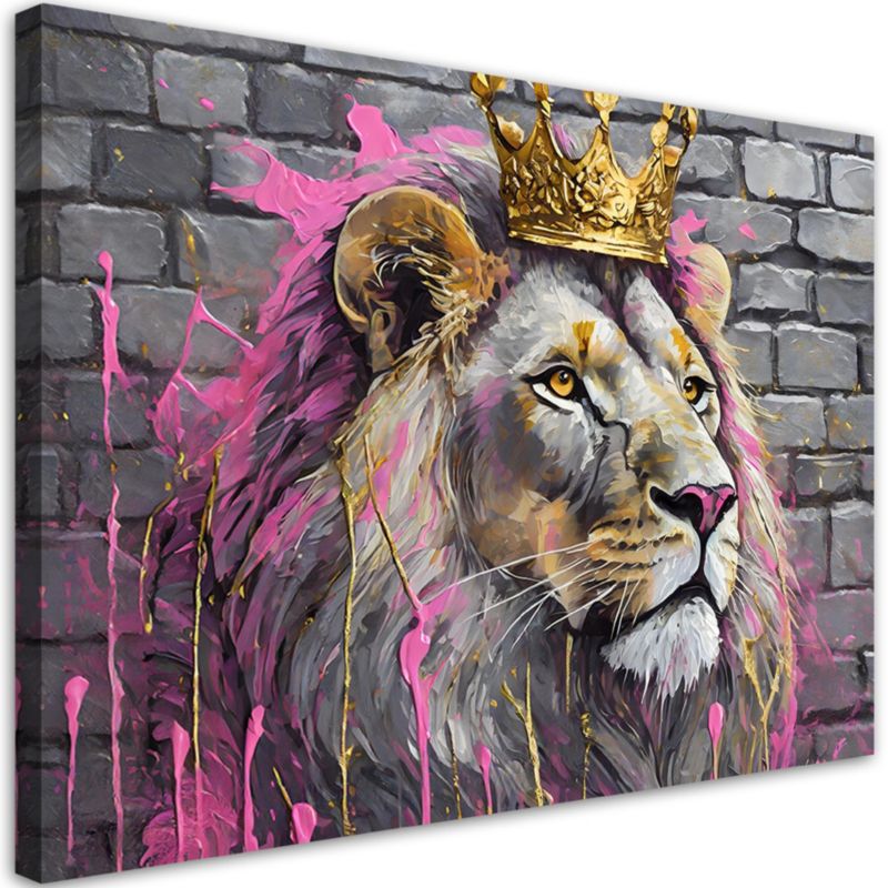 Billede til stue og soveværelse Feeby Løvernes Konge Pink 100x70 cm 1 stk