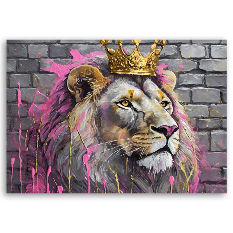 Billede til stue og soveværelse Feeby Løvernes Konge Pink 100x70 cm 1 stk