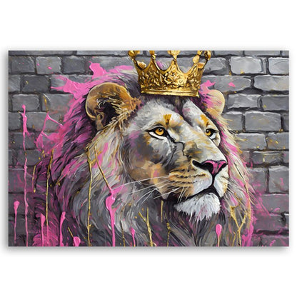 Billede til stue og soveværelse Feeby Løvernes Konge Pink 100x70 cm 1 stk