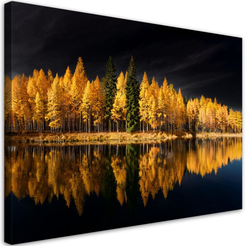 Lærredsbillede til stue og soveværelse Feeby Landskab Skov Natur Guld 60x40 cm 1 stk