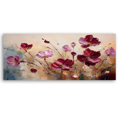 Feeby billede til stue og soveværelse - Røde valmuer, malet 150 x 50 cm, 1 stk