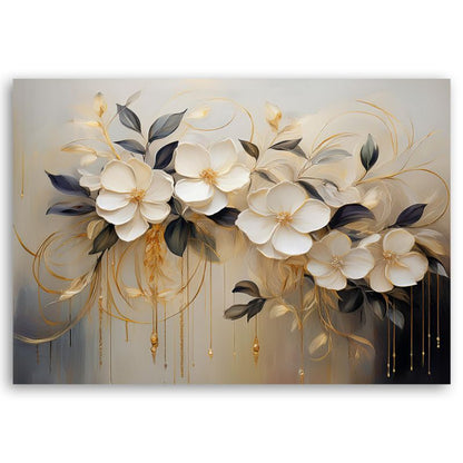 Billede til stue og soveværelse Feeby Blomster Blade Beige 120x80 cm 1 stk