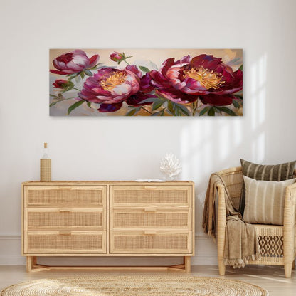 Billede til stue og soveværelse Feeby Røde Pæoner Natur 120x40 cm 1 stk