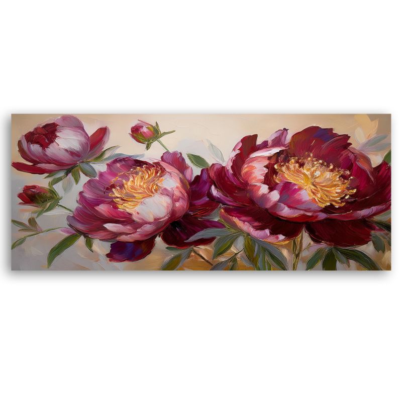 Billede til stue og soveværelse Feeby Røde Pæoner Natur 90 x 30 cm 1 stk