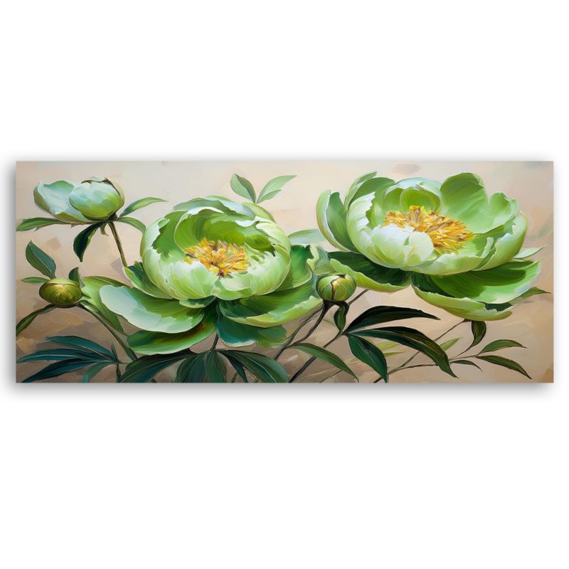 Billede til stue og soveværelse Feeby Pæonblomster Grøn Komposition 120x40 cm 1 stk