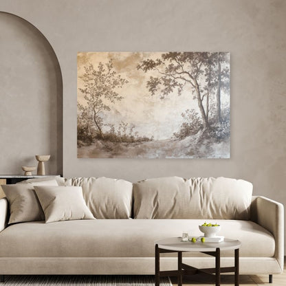 Feeby Las Træer Brun Retro lærredsbillede til stue og soveværelse 120x80 cm 1 stk