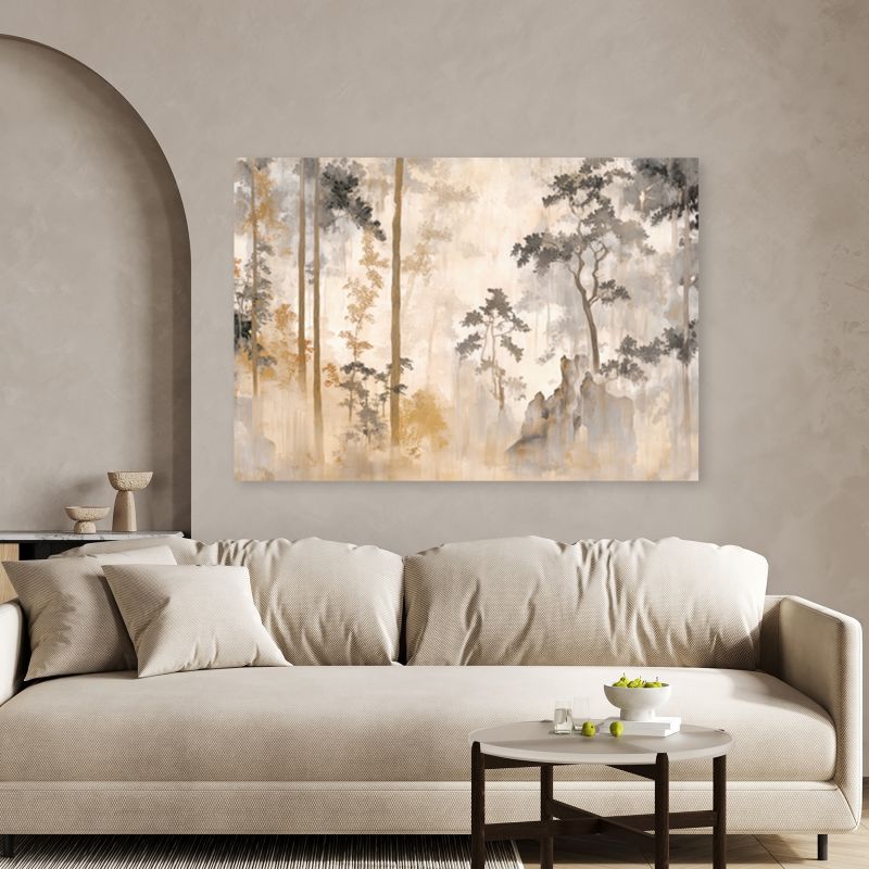 Billede til stue og soveværelse Feeby Skov Natur Træer i Beige 120x80 cm 1 stk