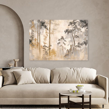 Billede til stue og soveværelse Feeby Skov Natur Træer i Beige 120x80 cm 1 stk