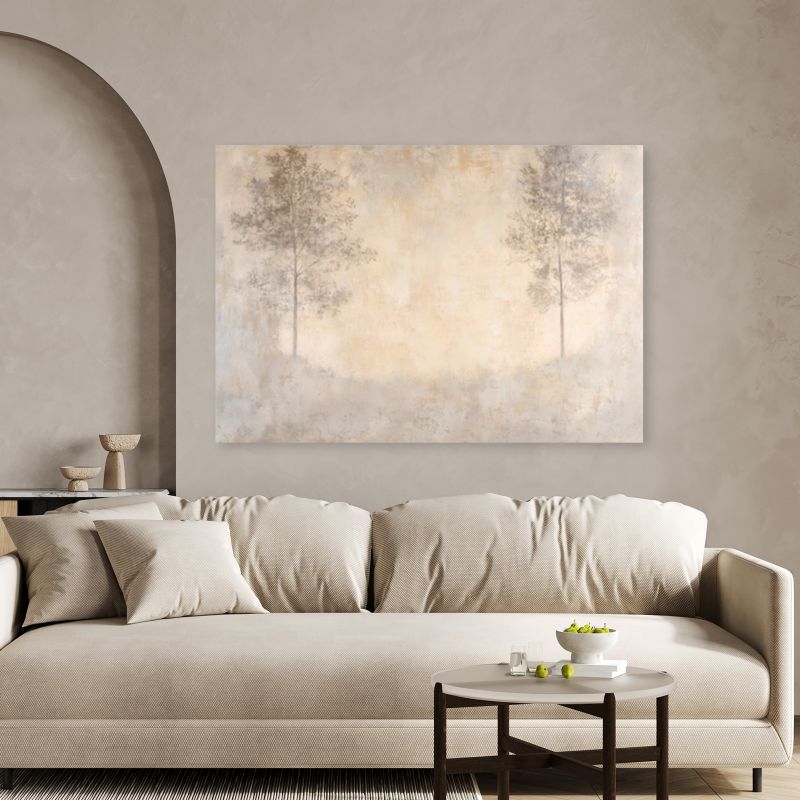 Billede til stue og soveværelse Feeby Skov i tåge Beige 120x80 cm 1 stk