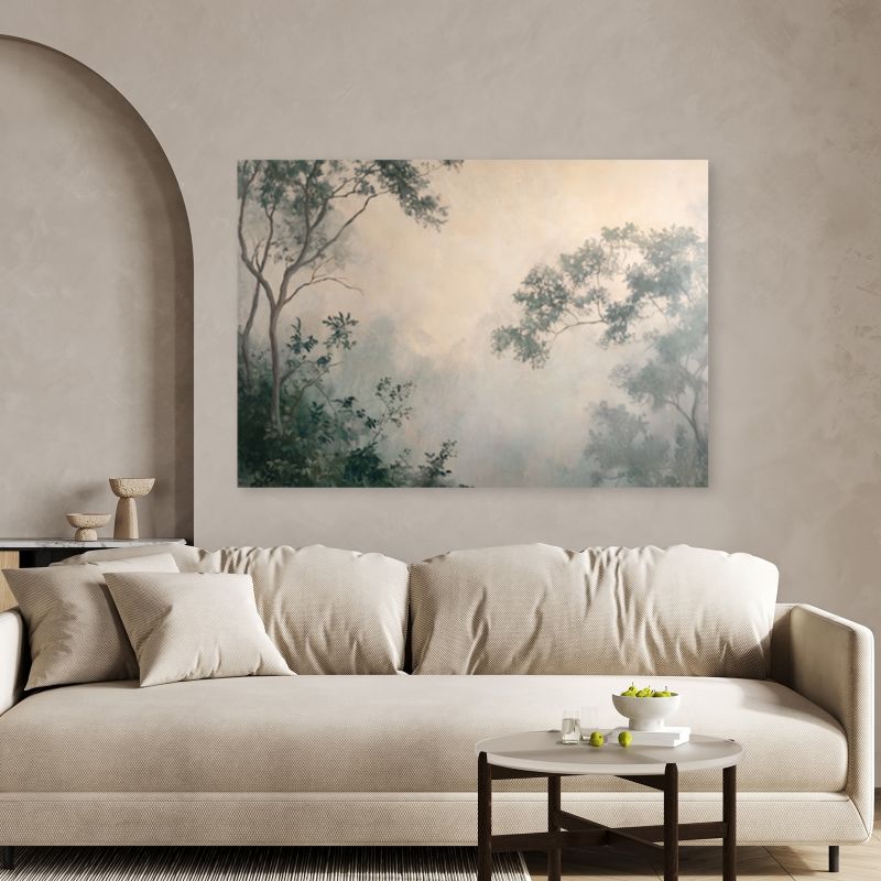 Billede til stue og soveværelse Feeby Skov i tåge Beige 120x80 cm 1 stk