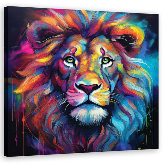 Feeby løve pop art farverigt billede til stue og soveværelse 30x30 cm 1 stk