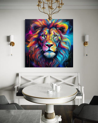 Feeby løve pop art farverigt billede til stue og soveværelse 30x30 cm 1 stk