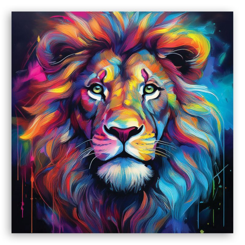 Feeby løve pop art farverigt billede til stue og soveværelse 30x30 cm 1 stk