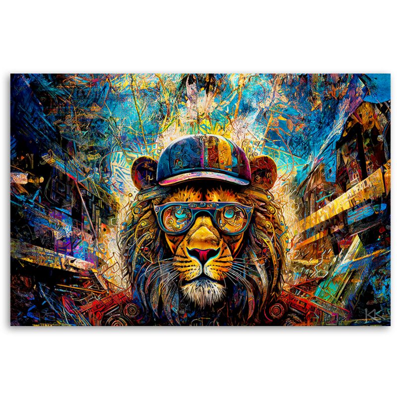 Farverigt billede til stue og soveværelse Feeby Løve Dyr 120x80 cm 1 stk