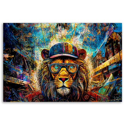 Farverigt billede til stue og soveværelse Feeby Løve Dyr 120x80 cm 1 stk