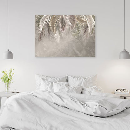 3D lærredsbillede Feeby palmeblade på beton i beige 100x70 cm, 1 stk