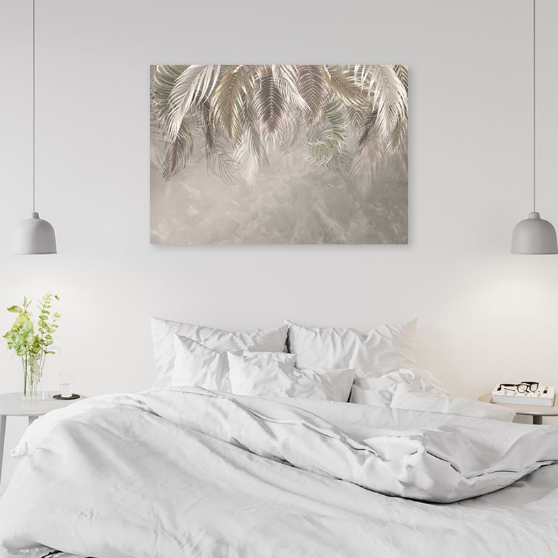 3D lærredsbillede Feeby palmeblade på beton i beige 120x80 cm, 1 stk