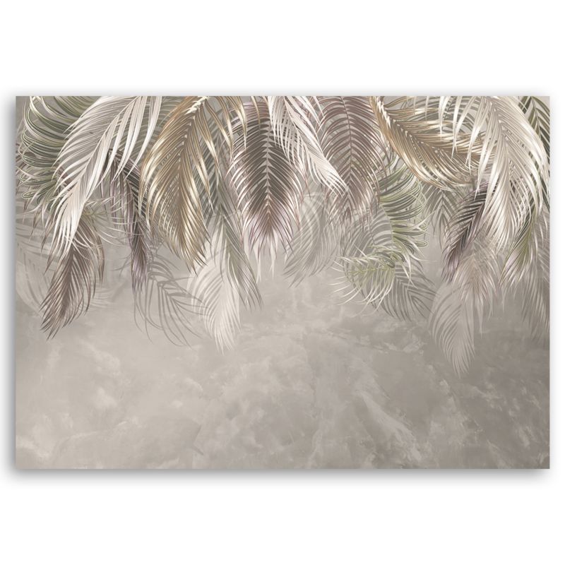 3D lærredsbillede Feeby palmeblade på beton i beige 120x80 cm, 1 stk