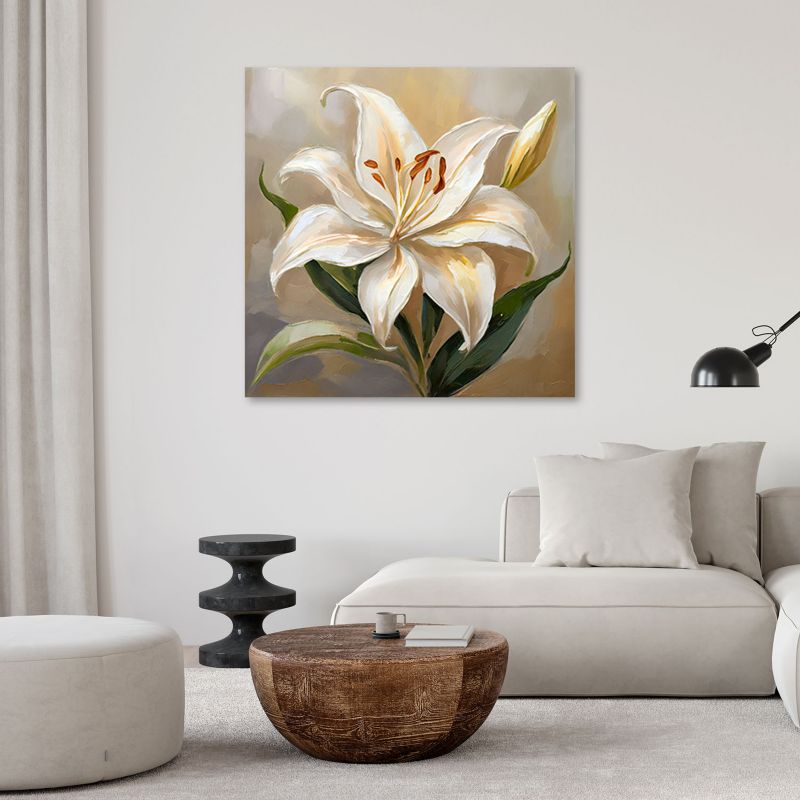3D-maleri Feeby Lilia Blomst i beige til stue og soveværelse 30x30 cm, 1 stk