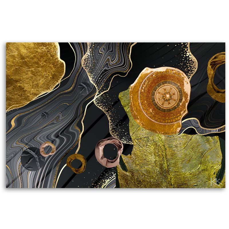 Billede til stue og soveværelse Feeby marmorstruktur abstrakt guld 100x70 cm 1 stk