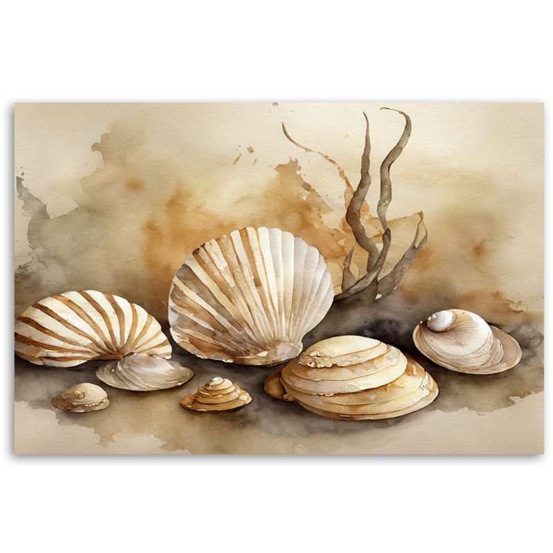 Billede til stue og soveværelse Feeby Maritim Skaller Beige 90x60 cm 1 stk