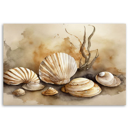 Billede til stue og soveværelse Feeby Maritim Skaller Beige 90x60 cm 1 stk