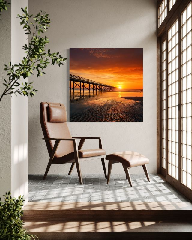 Feeby billede til stue og soveværelse Hav Himmel Solnedgang 40x40 cm 1 stk