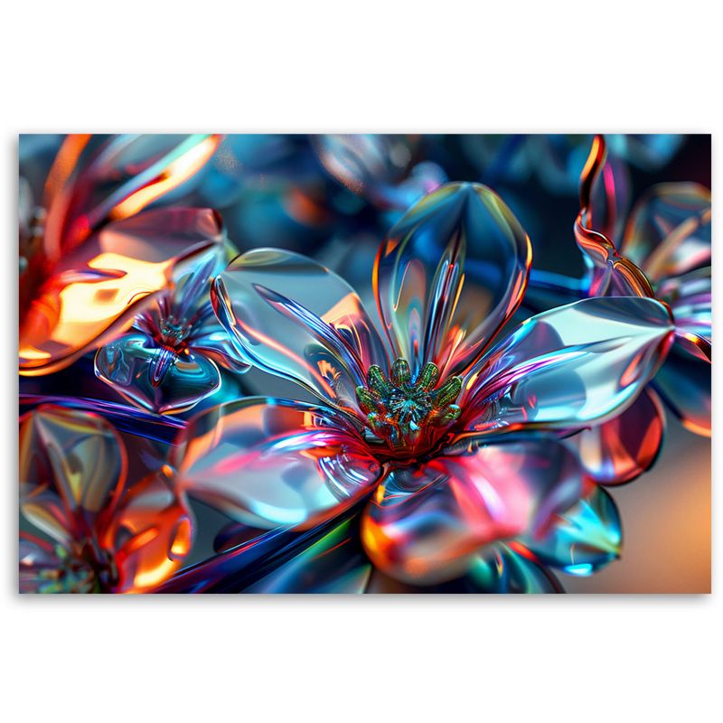 Moderne 3D glasbillede med blomsterbuket Feeby til stue og soveværelse 60 x 40 cm, 1 stk.