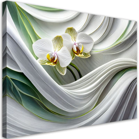 Feeby Orchidea Abstraktion 3D Hvid 100x70 cm - Billeddekoration til stue og soveværelse