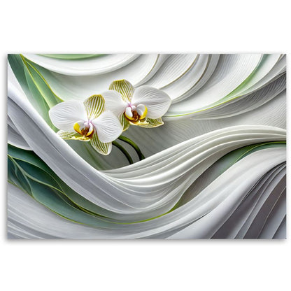 Feeby Orchidea Abstraktion 3D Hvid 100x70 cm - Billeddekoration til stue og soveværelse