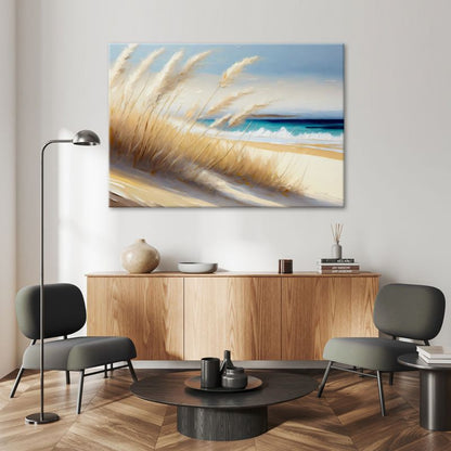 Billede til stue og soveværelse Feeby Strand Hav Græs Beige 120x80 cm 1 stk