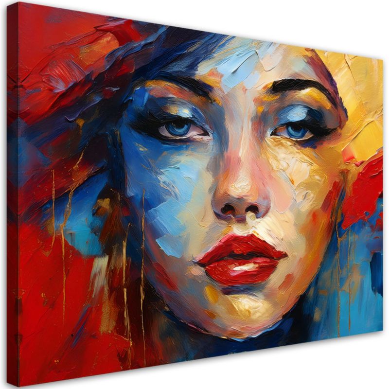 Farvet portræt af kvindeface til stue og soveværelse Feeby 90 x 60 cm 1 stk