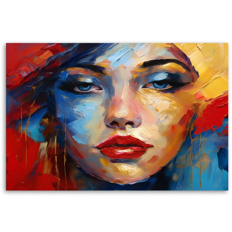 Farvet portræt af kvindeface til stue og soveværelse Feeby 90 x 60 cm 1 stk