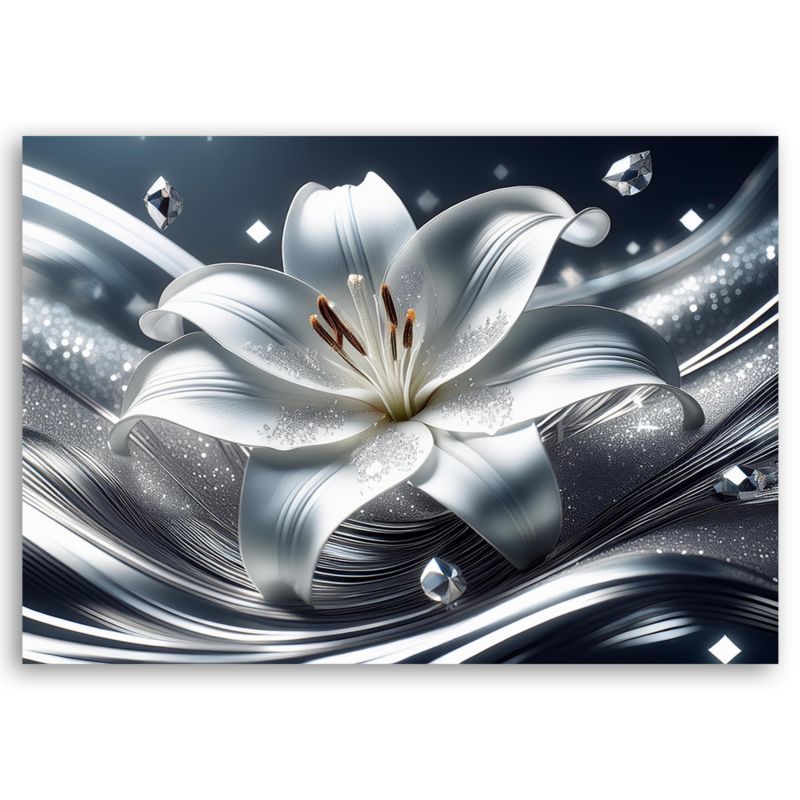 Billede til stue og soveværelse Feeby Sølv Liljeblomst 60x40 cm 1 stk